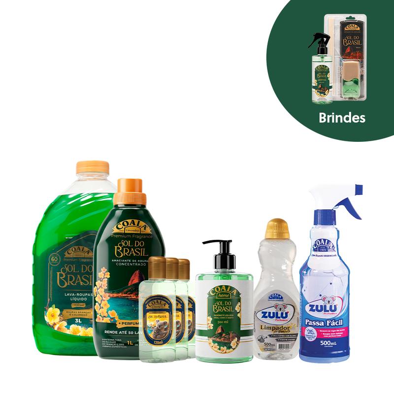 Kit Coala Sol do Brasil - Universo Perfumado Brinde 1 Difusor, 1 Home Spray