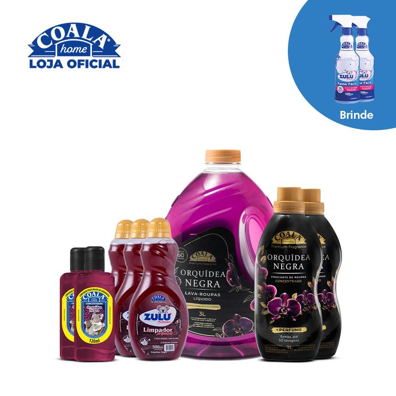 Kit Coala Mega Limpeza Perfumada Orquídea Negra - 8 itens + Brinde 2 Passa Fácil Zulu Perfumes